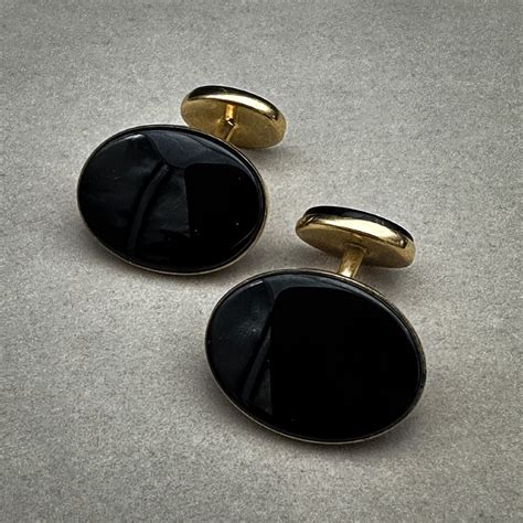 Onyx Boutons de manchettes de style ancien .